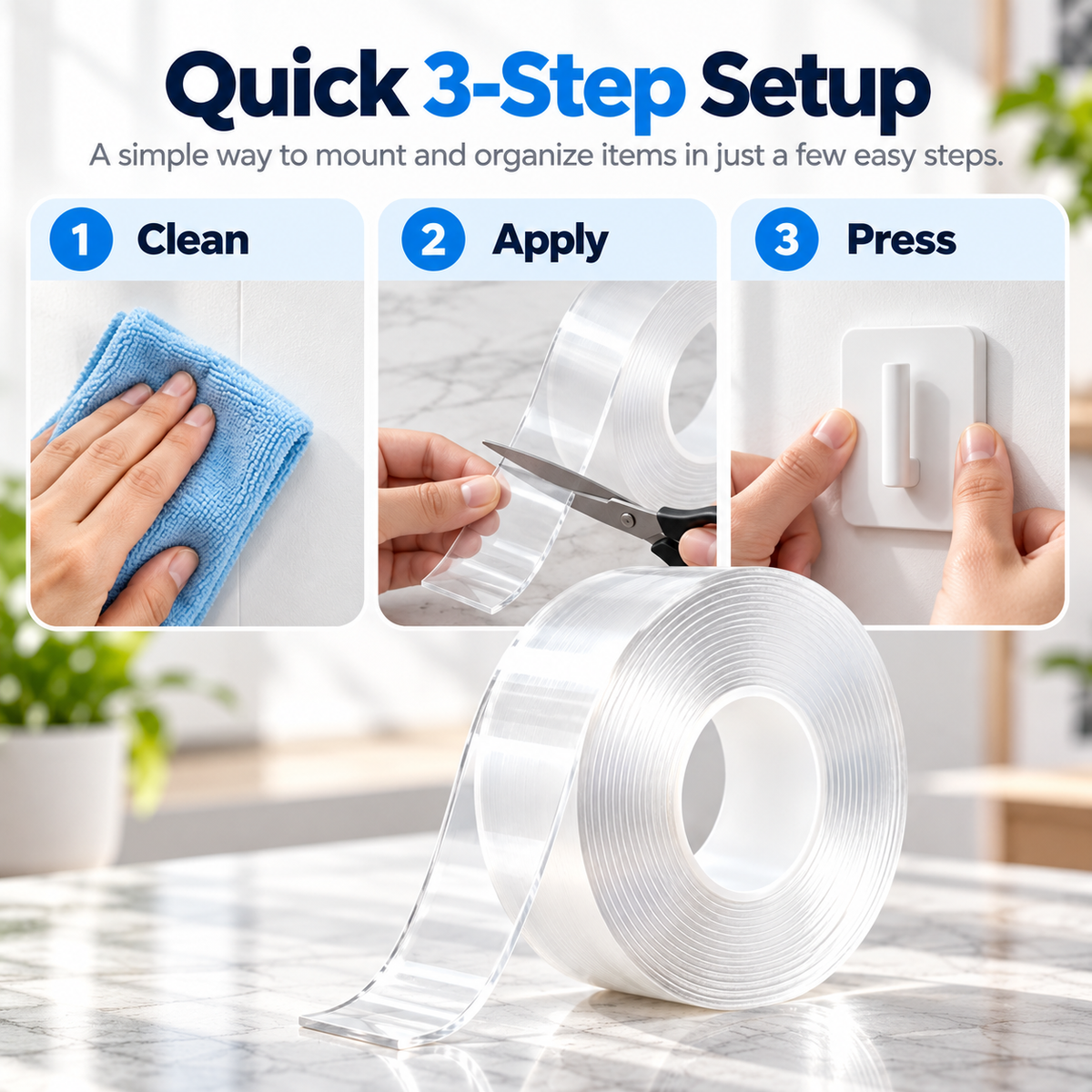 ClearGrip™ – Heavy-Duty Reusable Nano Tape