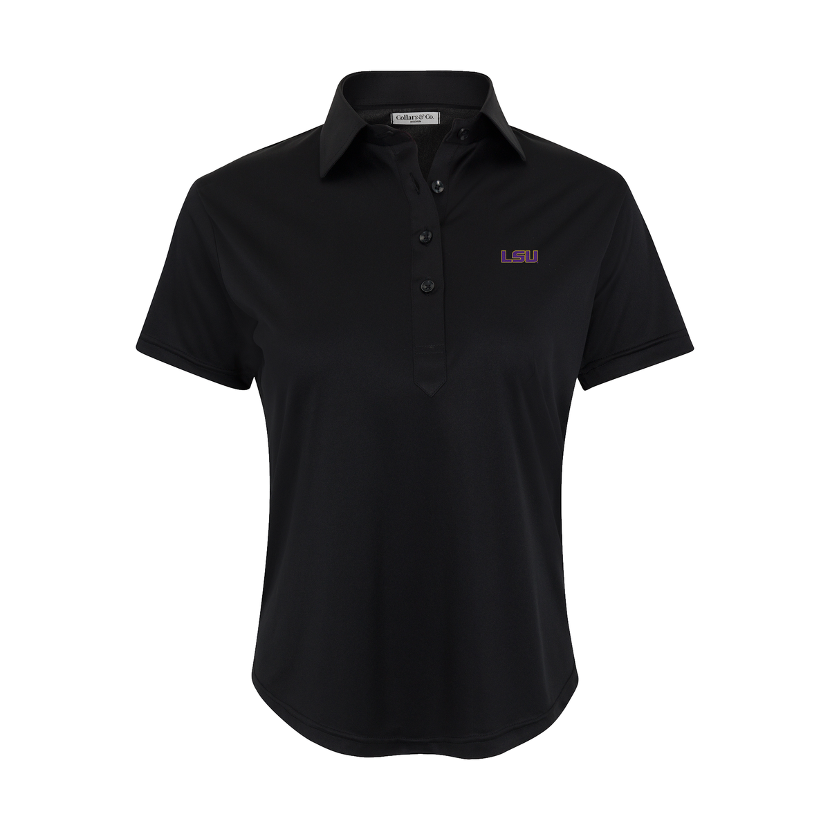 LSU Women's Cap Sleeve Semi Spread Polo Black